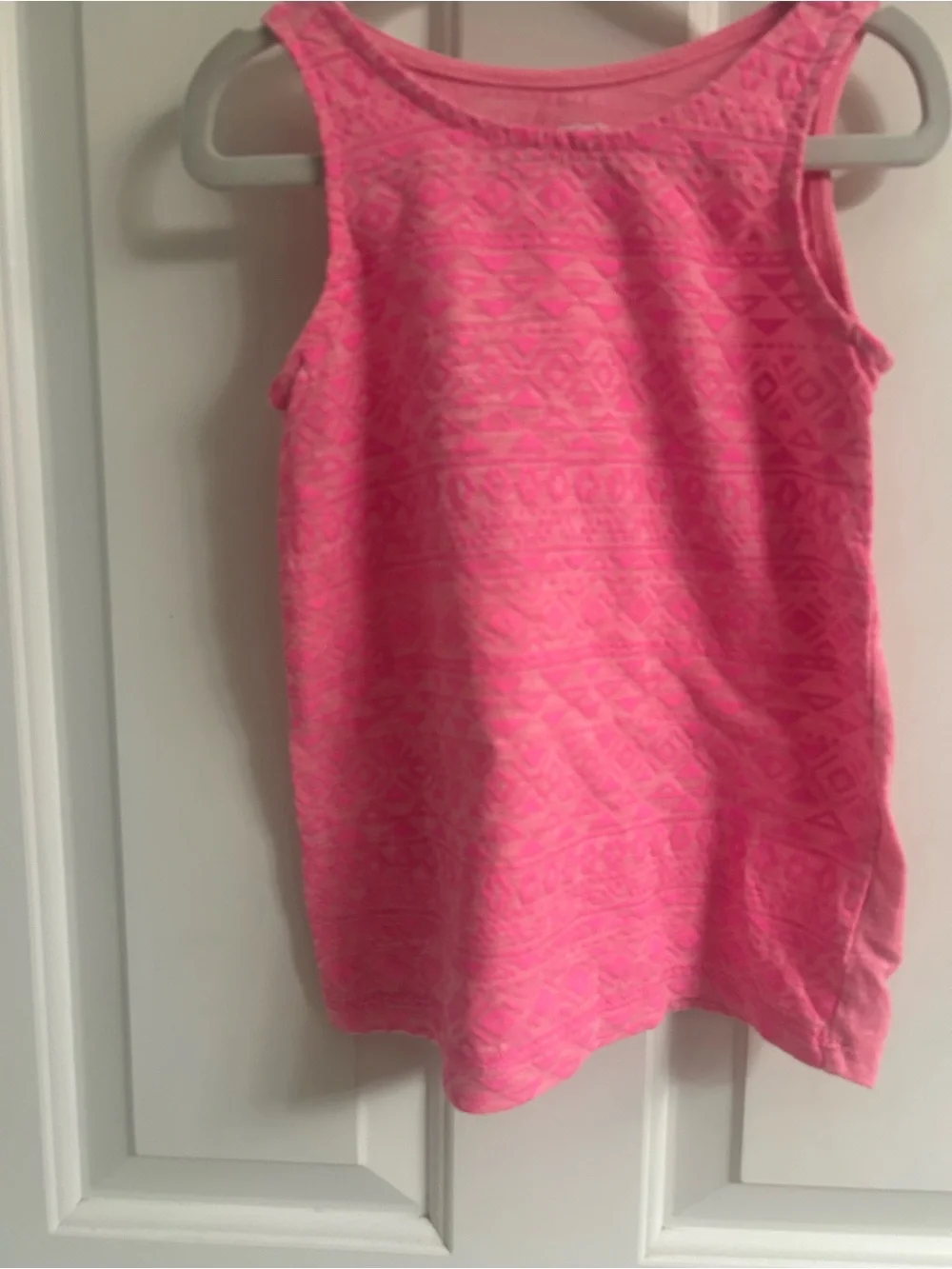 Carter's Neon Pink Girls' Sleeveless Tank with Subtle Geometric Print